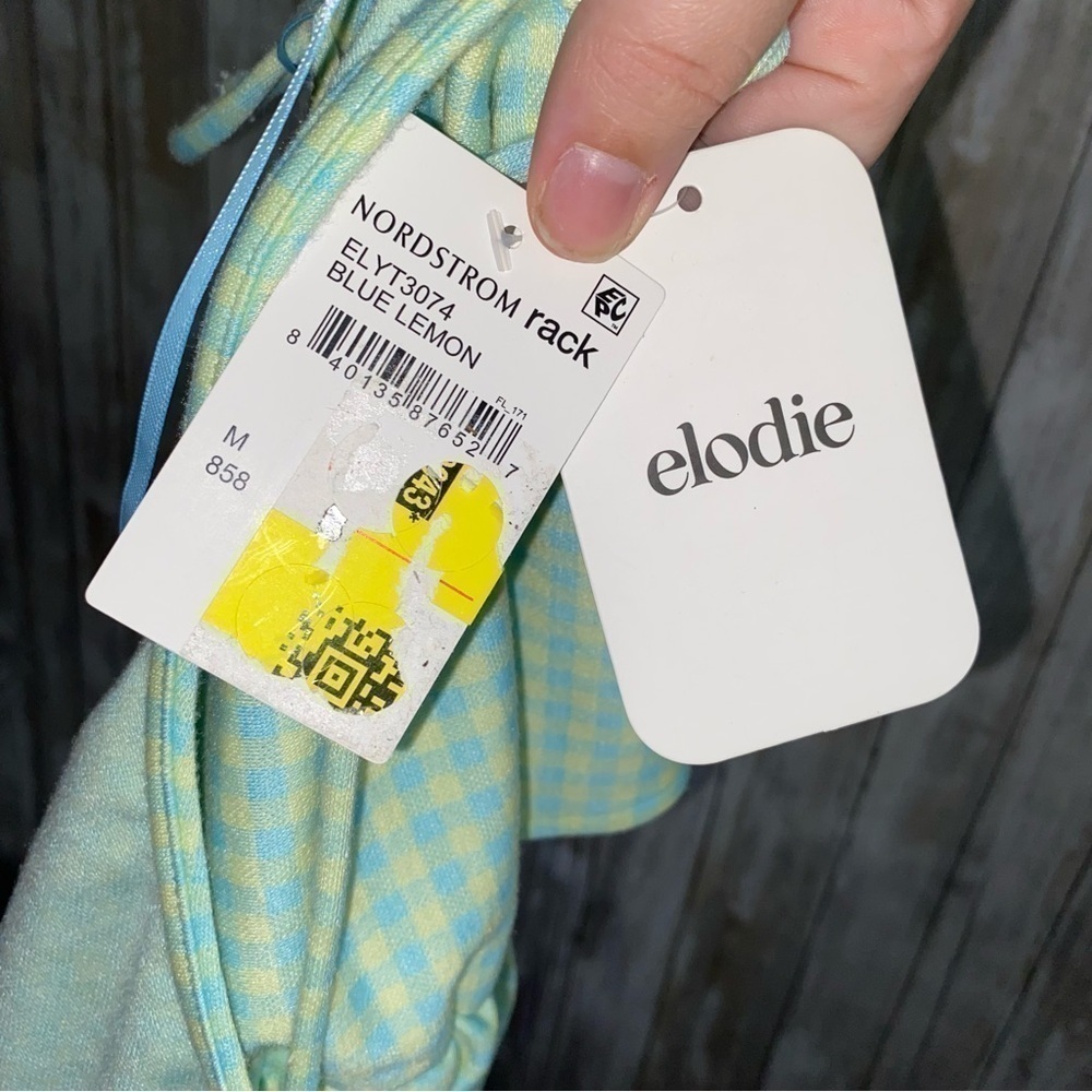 NWT Elodie Blue Lemonade Gingham Pointed Halter Too - Picture 5 of 6